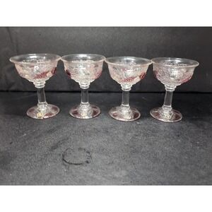 Westmoreland Della Robbia Flashed Champagne Sherbet Glasses, Set of 4, Glassware